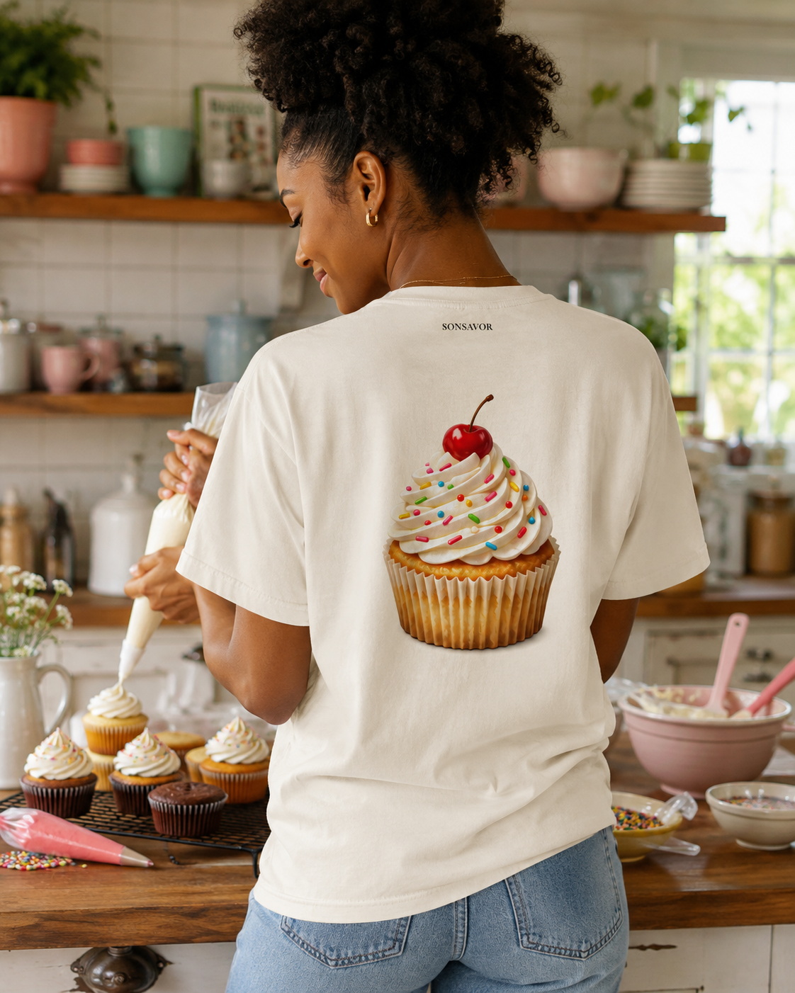 Vanilla Cupcake Tee — "kup-kayk" | Premium Heavyweight Garment-Dyed Shirt