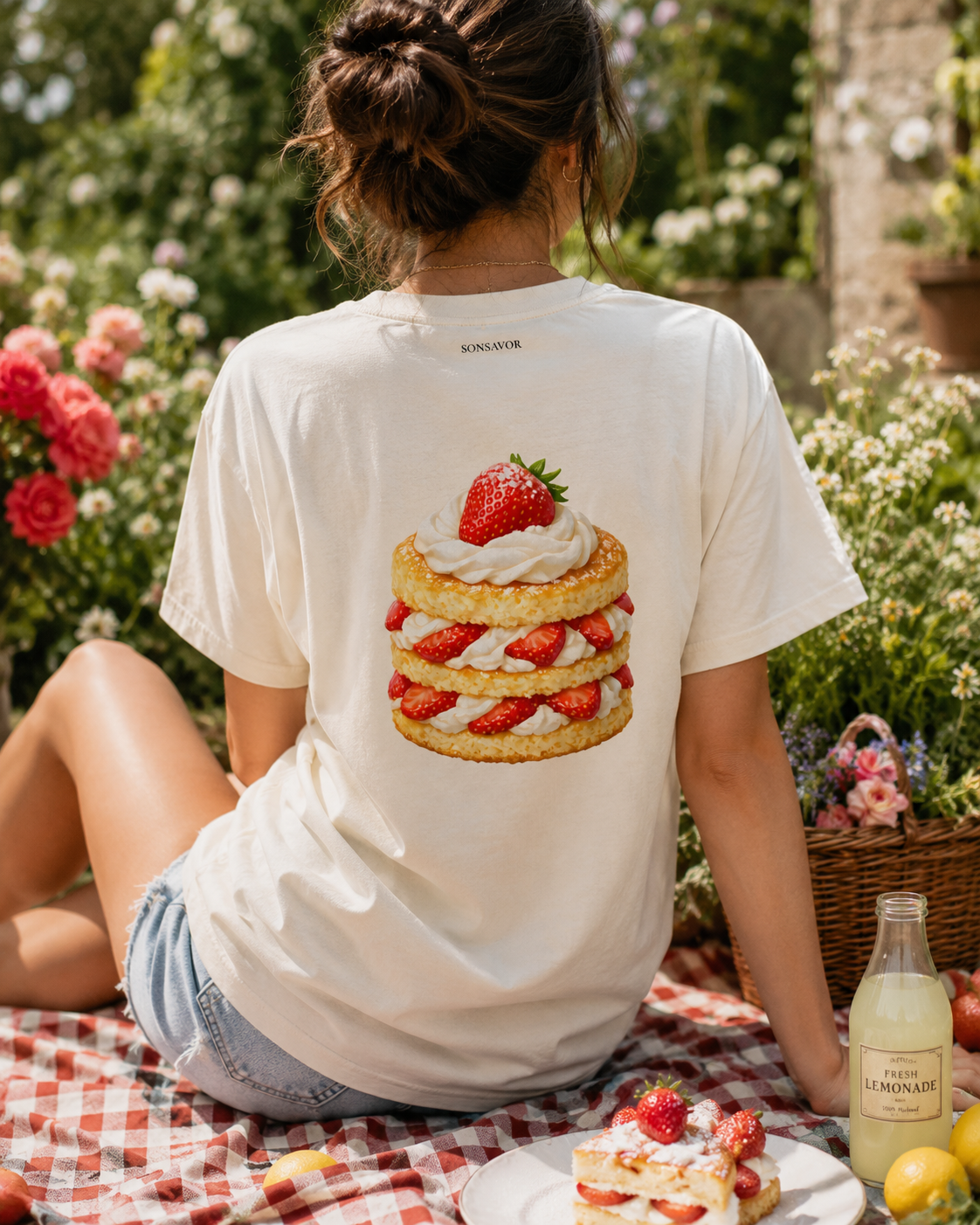 Strawberry Shortcake Tee — "straw-bear-ee short-kayk" | Premium Heavyweight Garment-Dyed Shirt
